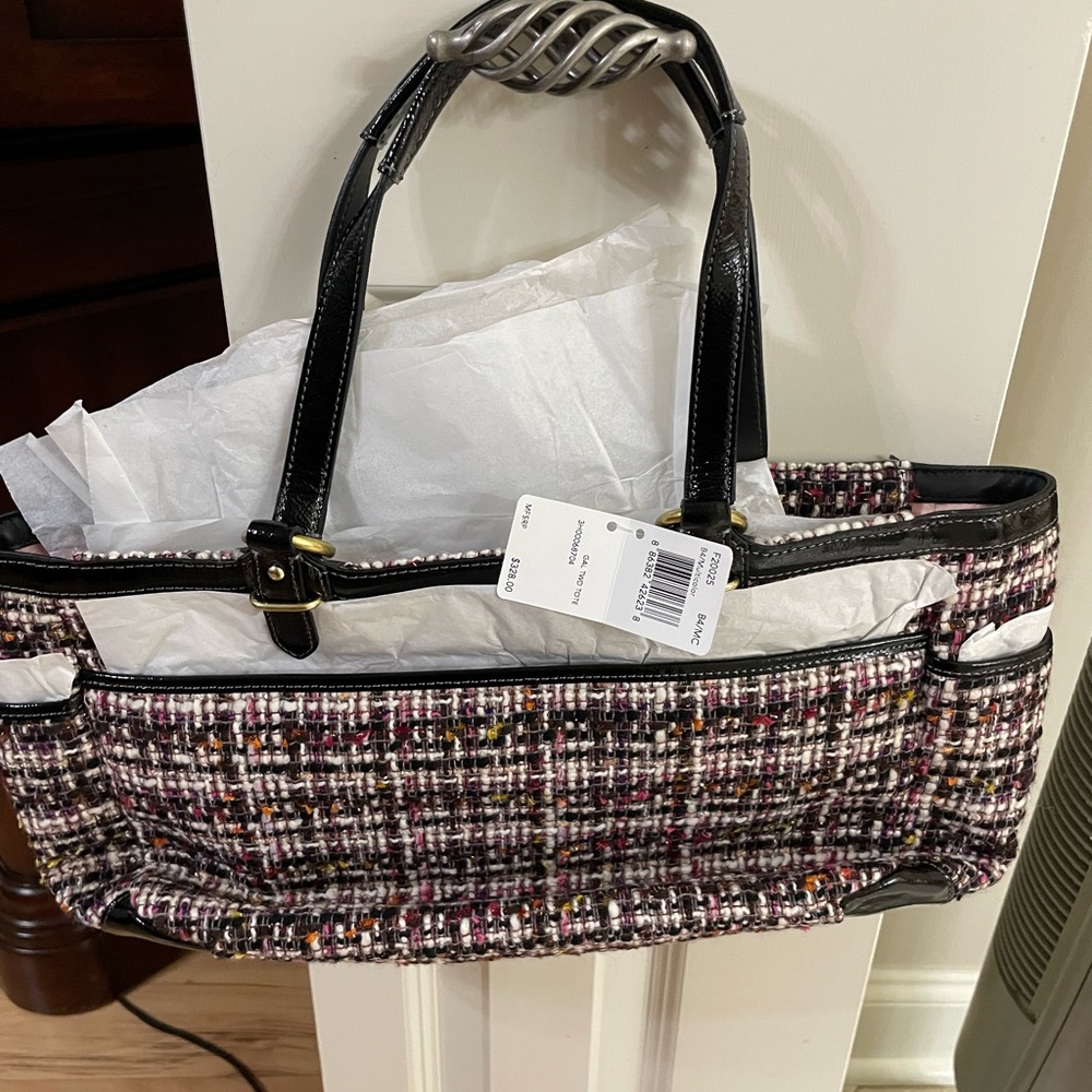 Stylish Tweed Women's Bag - Black and Pink